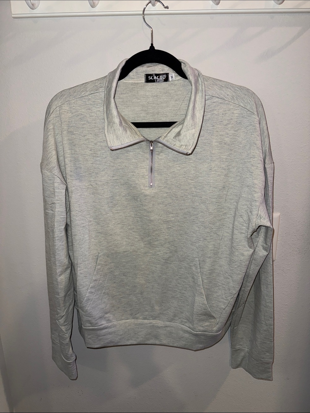 Light Gray Quarter-Zip Pullover Sweater M